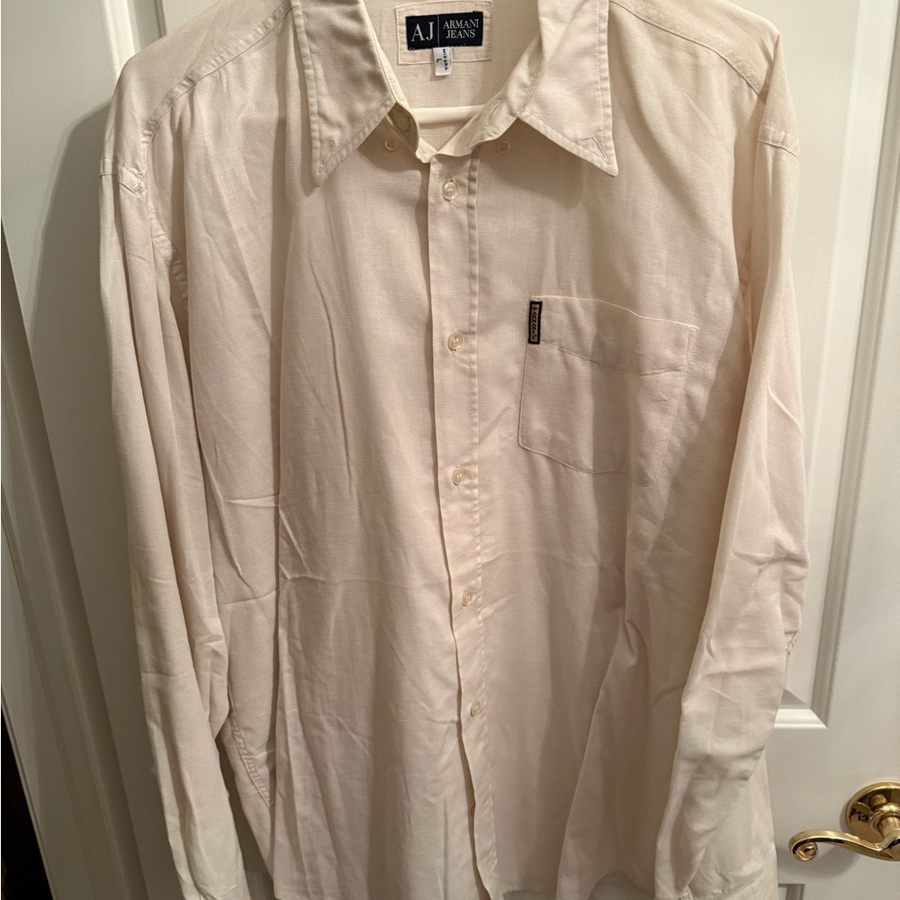 Armani Jeans Cream Button-Up Shirt